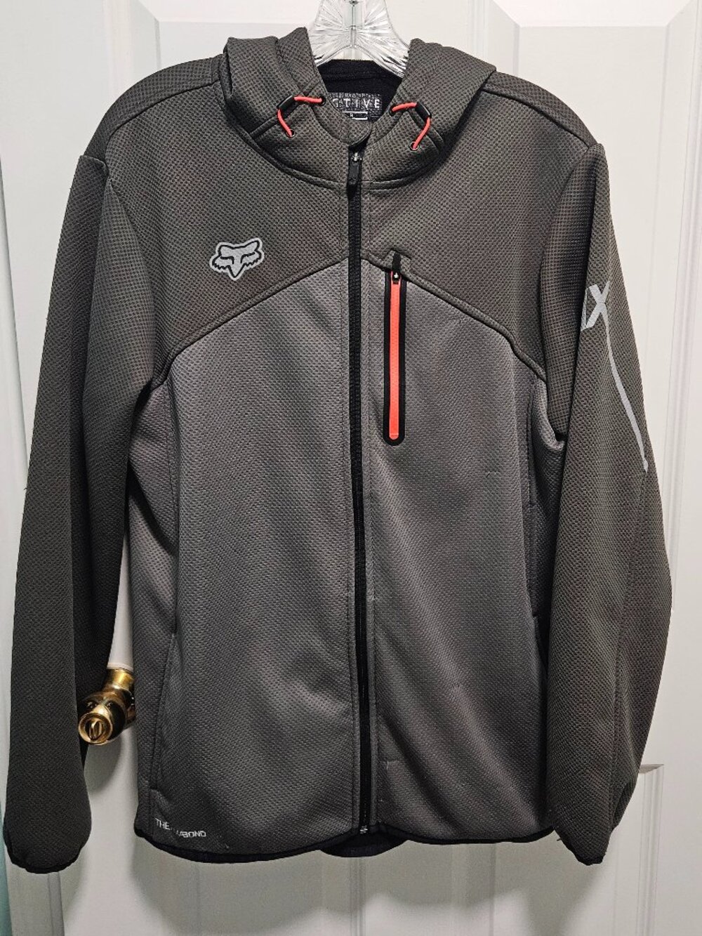 Fox Racing Active Tech Full Zip Hoodie Jacket Gray Orange Men's Medium